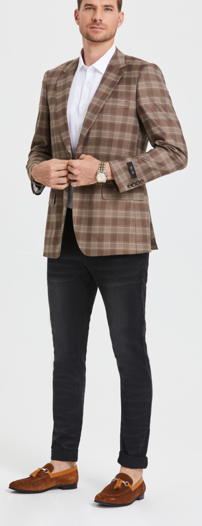 Lustrous Plaid Lineage Suit Jackets