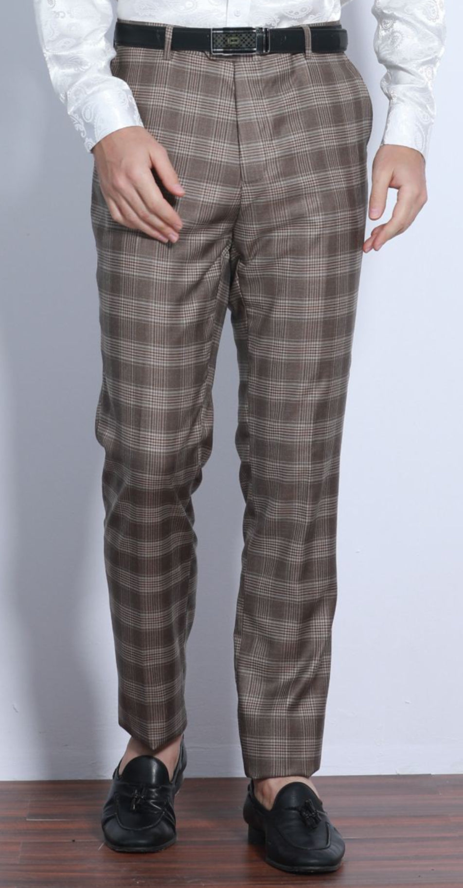 Lustrous Plaid Lineage Slacks